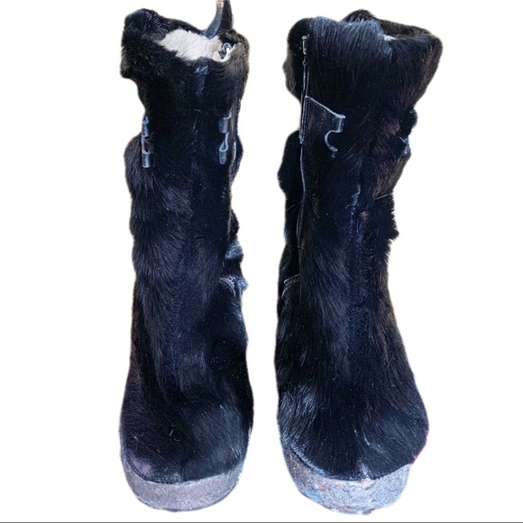 70's Black Goat Fur Yeti Boots 6.5/7 Go-go boots - Picture 7 of 16